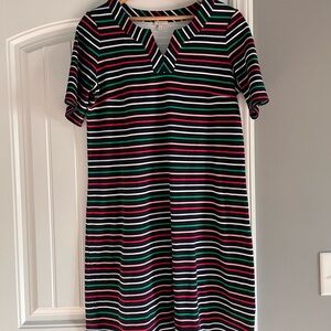 Talbots Black and Pink Striped Mini Dress